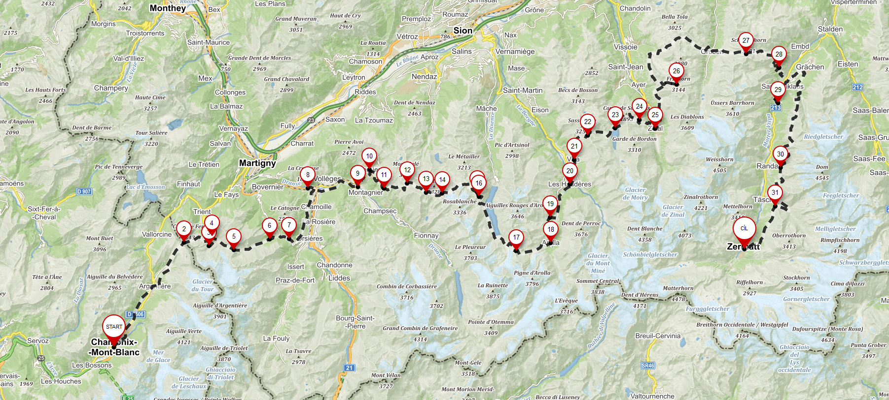 celkova_mapa - chamonix - zermatt - Francie - švýcarsko - cestování - dovolená- Panda na cestach - panda1709